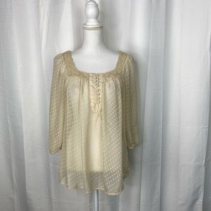Daniel Rainn Cream Polka Dot Blouse
